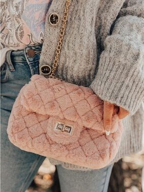Forever Falling In Love Plush Purse In Blush